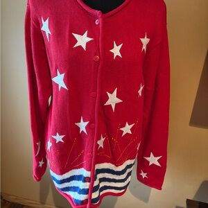 Red Star Patterned Women's Sweater/Patriotic/Read